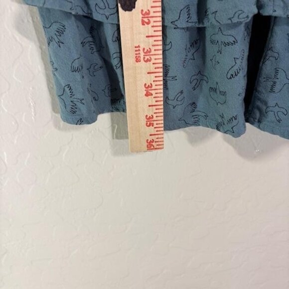 Boden Dress Womens 2 Blue Bird Print 3/4 Sleeve Tiered Ruffle Viscose Boho - Picture 7 of 7